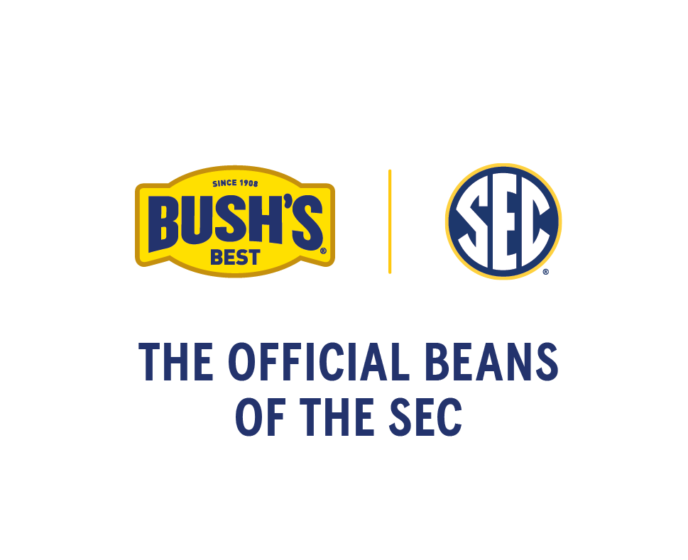 Bush's<sup>®</sup> Beans and SEC Logo's above text stating Official Beans of the SEC.